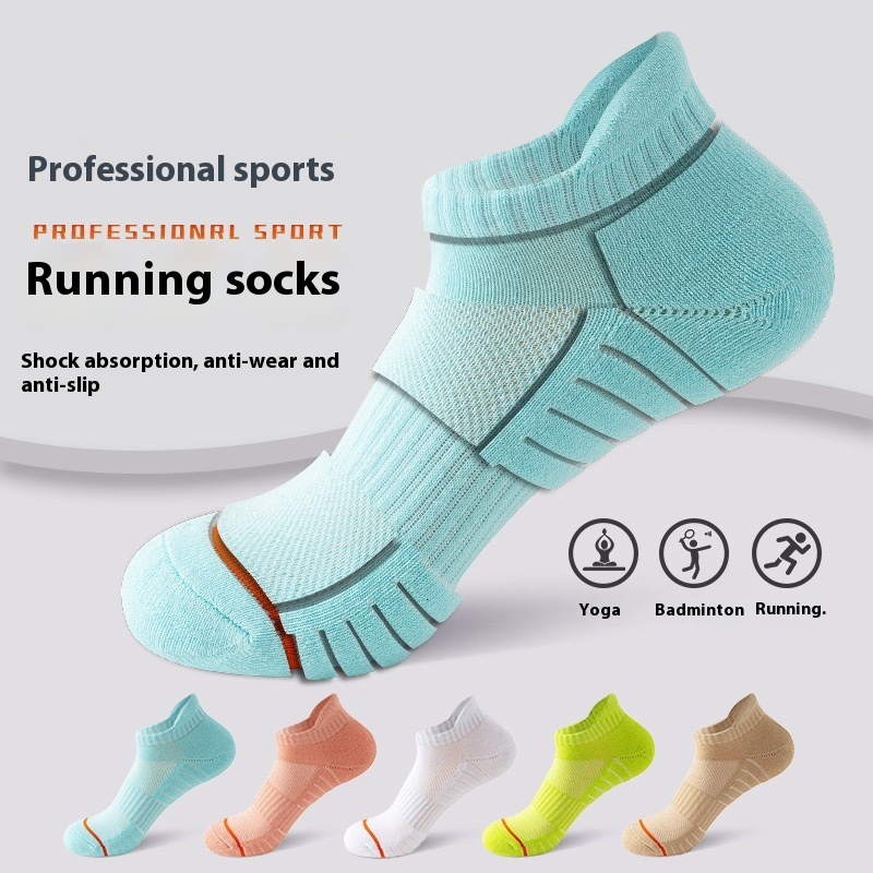 Sports Running Women Short Thickened Terry Towel Bottom Non-Slip Marathon Track and Field Walking Badminton Socks