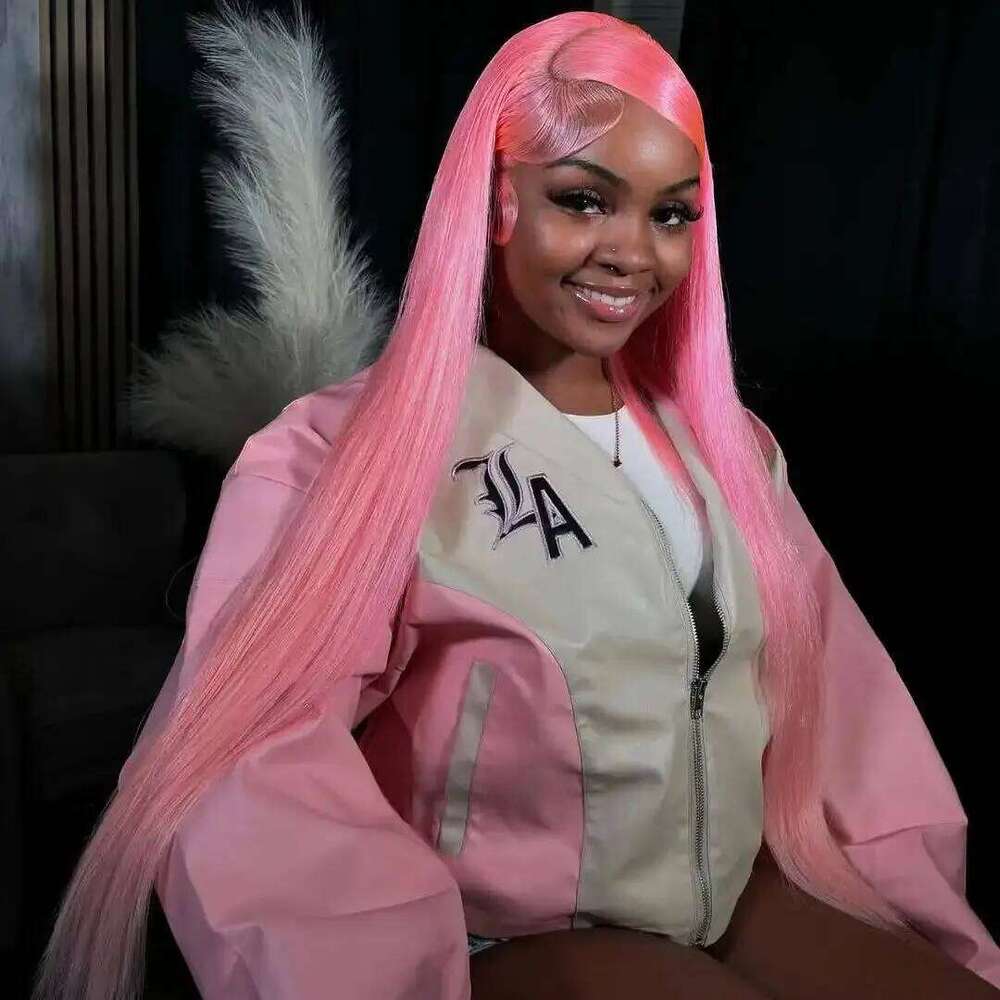 13x6 HD Bone Straight pink Front Human Hair For Women Brazilian 613 Color 13x4 Lace Frontal Wig