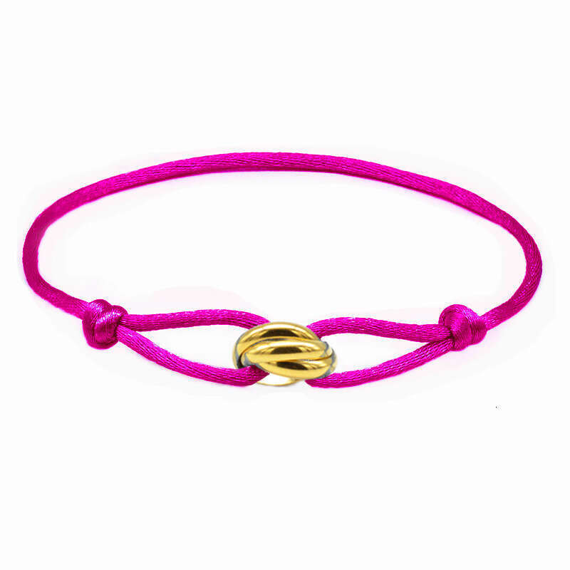 Handwoven Couple Stainless Steel DIY Colors Three Rings Adjustable Bracelet