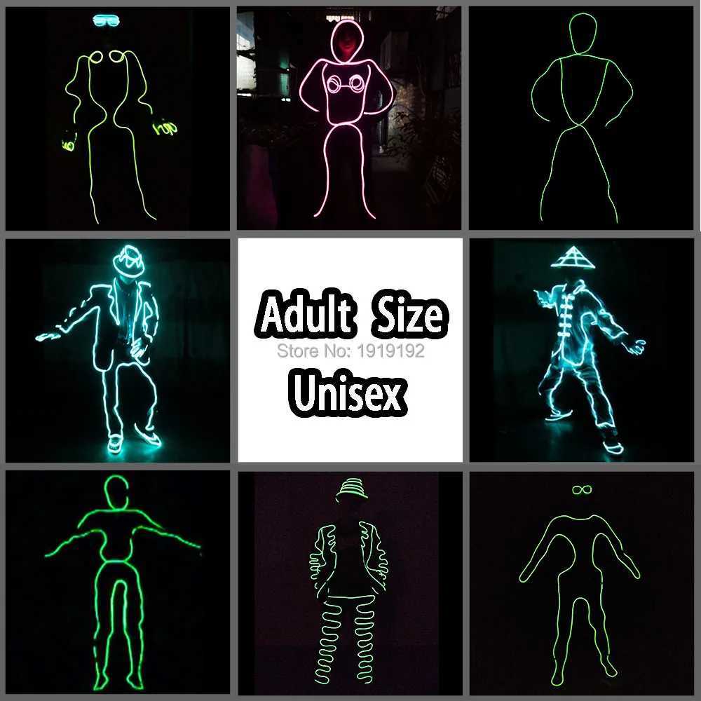 DIY Glowing EL Costume Accessory EL Wire Neon Light DIY Material Self-Make Fluorescent Clothes Luminous Costumes For Dance W250528
