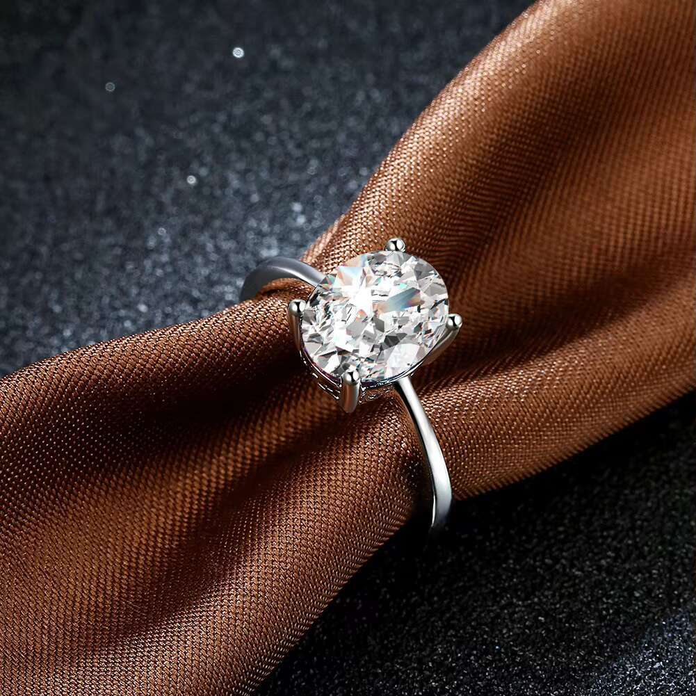 PYQ Luxury 925 Sterling Silver Wedding Ring D Color 1ct-3ct Oval Cut Moissanite Diamond for Women