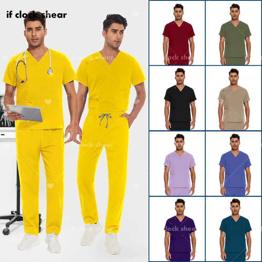 Nurse Uniform Medical Man s Suit Beauty Sn Workwear Surgical Uniforms Stretch Scrub Tops Pants Suit Doctor Surgery Overalls X2505281