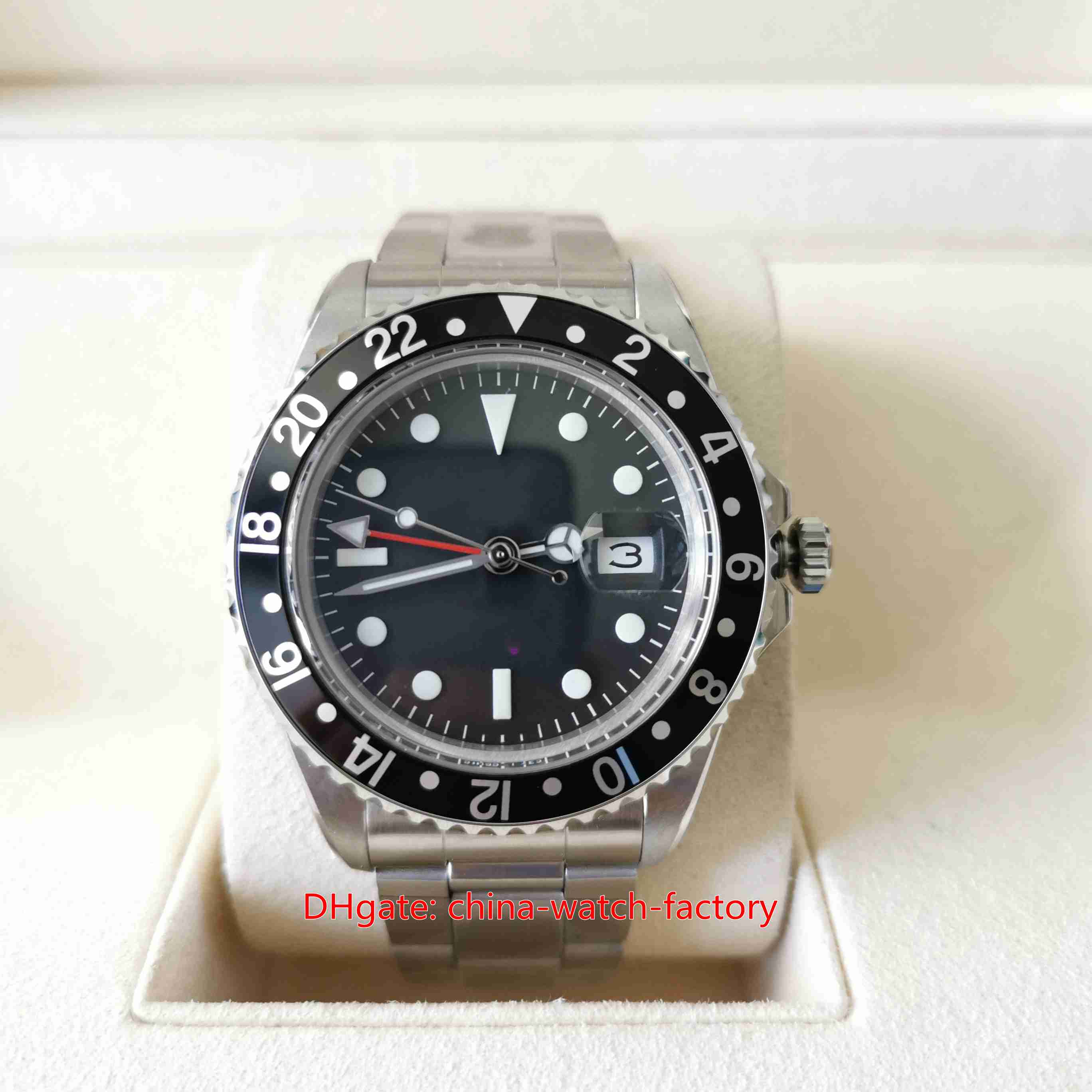 BP Factory V2 Mens Watch BP2813 Vintage 1973 40mm GMT 1675 Black Bezel Antique LumiNova Watches Stainless Steel Sapphire Mechanical Automatic Men's Wristwatches