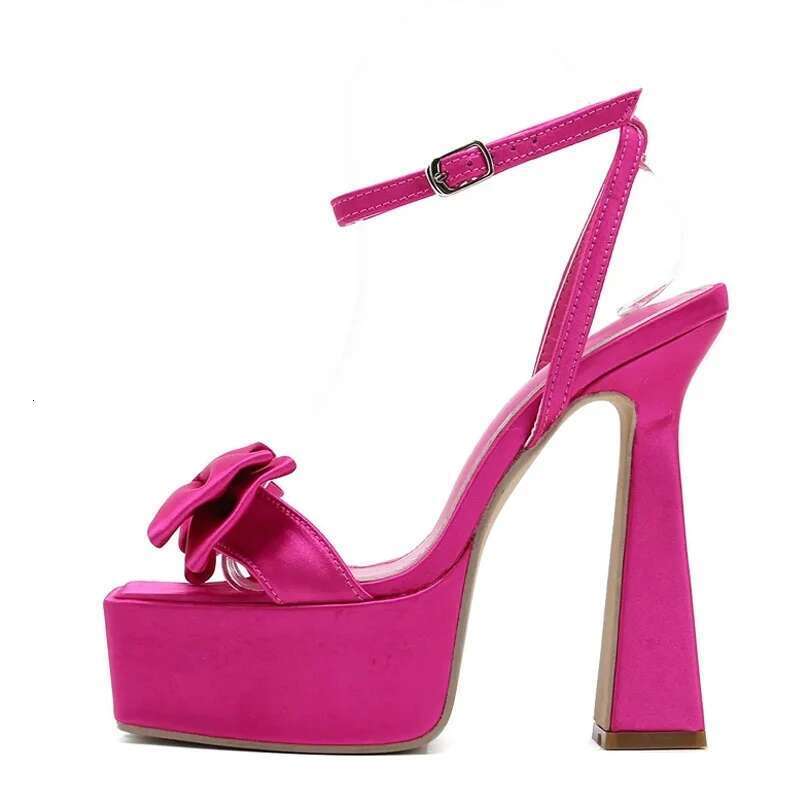 Liyke Runway Style Ultra High Heels Platform Sandals Women 2025 Summer Fashion Satin Bowknot Square Toe Wedding Banquet Shoes