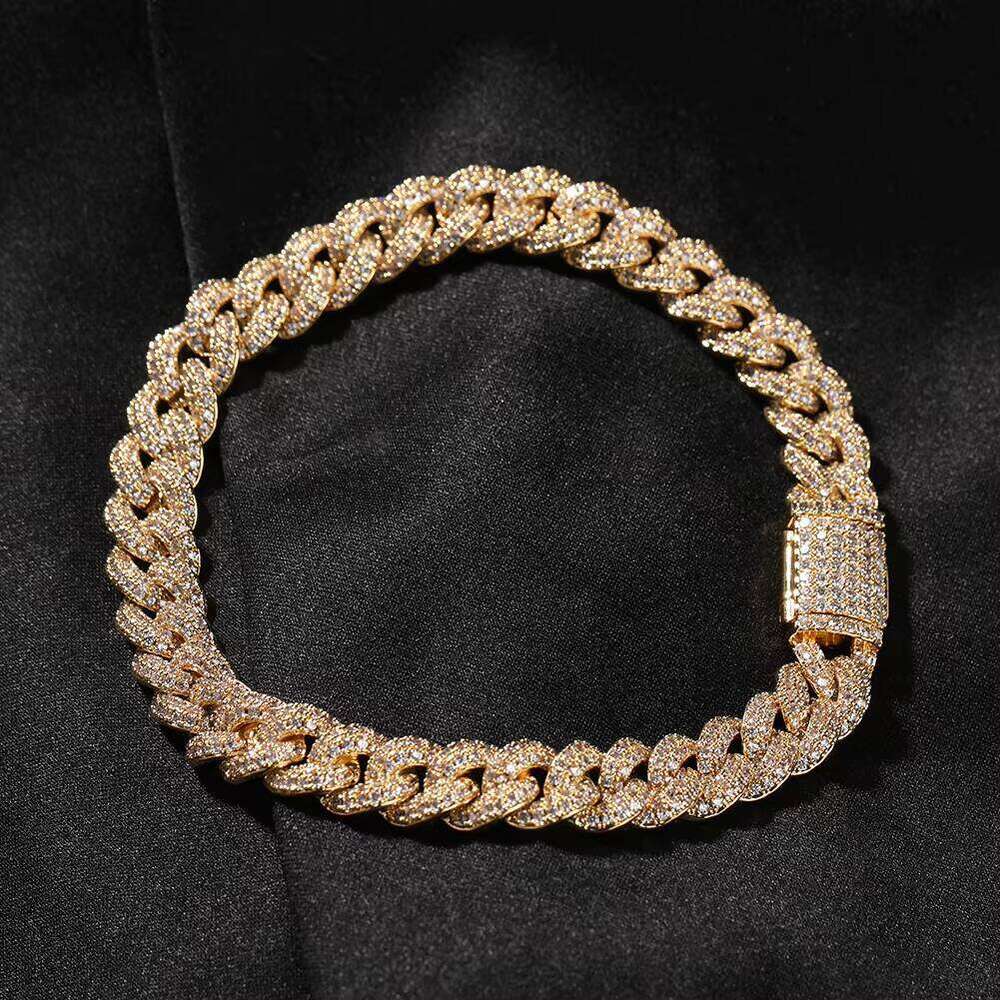 DHCollections 8mm Cuban Link Chain Full Diamond Iced Out Necklace Bracelet Hip Hop Jewelry for Men and Women