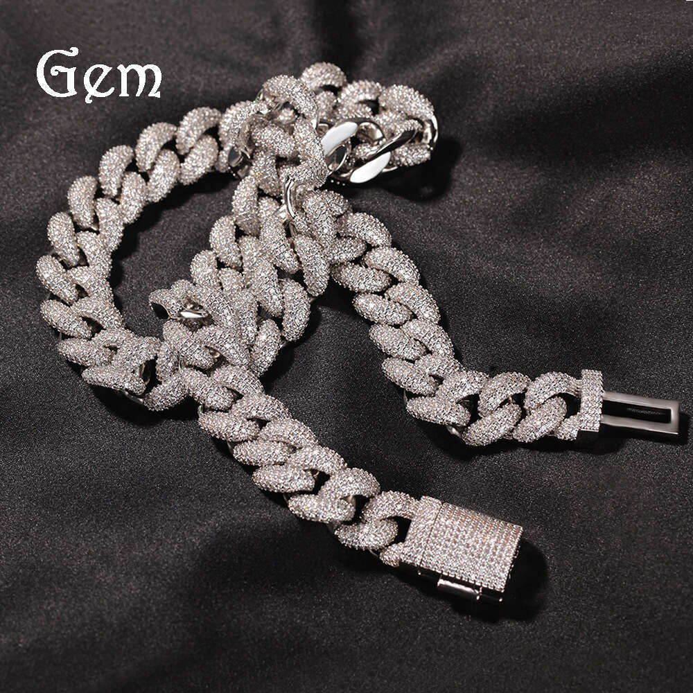 DHCollections Iced Out HipHop Cuban Chain Necklace for Men Women Silver Gold Cross Pendant Jewelry 14mm Width