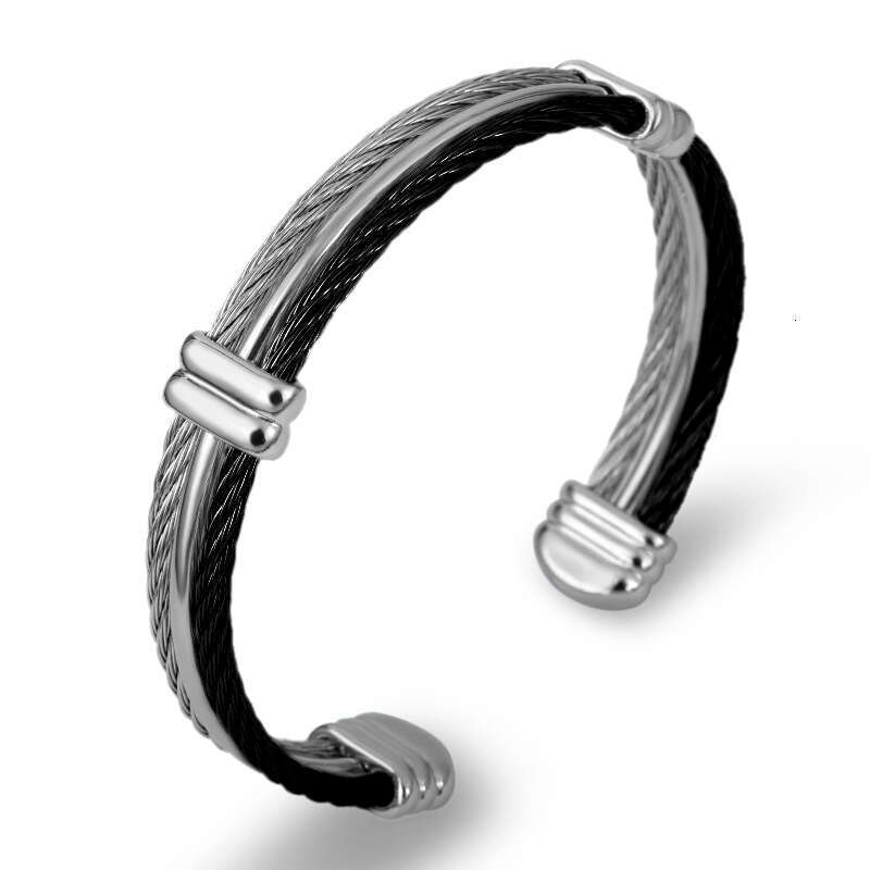 Wire Colorful Three Rope Couple Bracelets Stainless Steel Open Bangle Jewelry for Men and Women