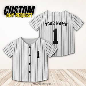 Custom Kids Youth Name and Number Pinstripe Baseball Jersey Sports Team Personalized Jersey Size 6 Month to 10 Years Made in USA B22