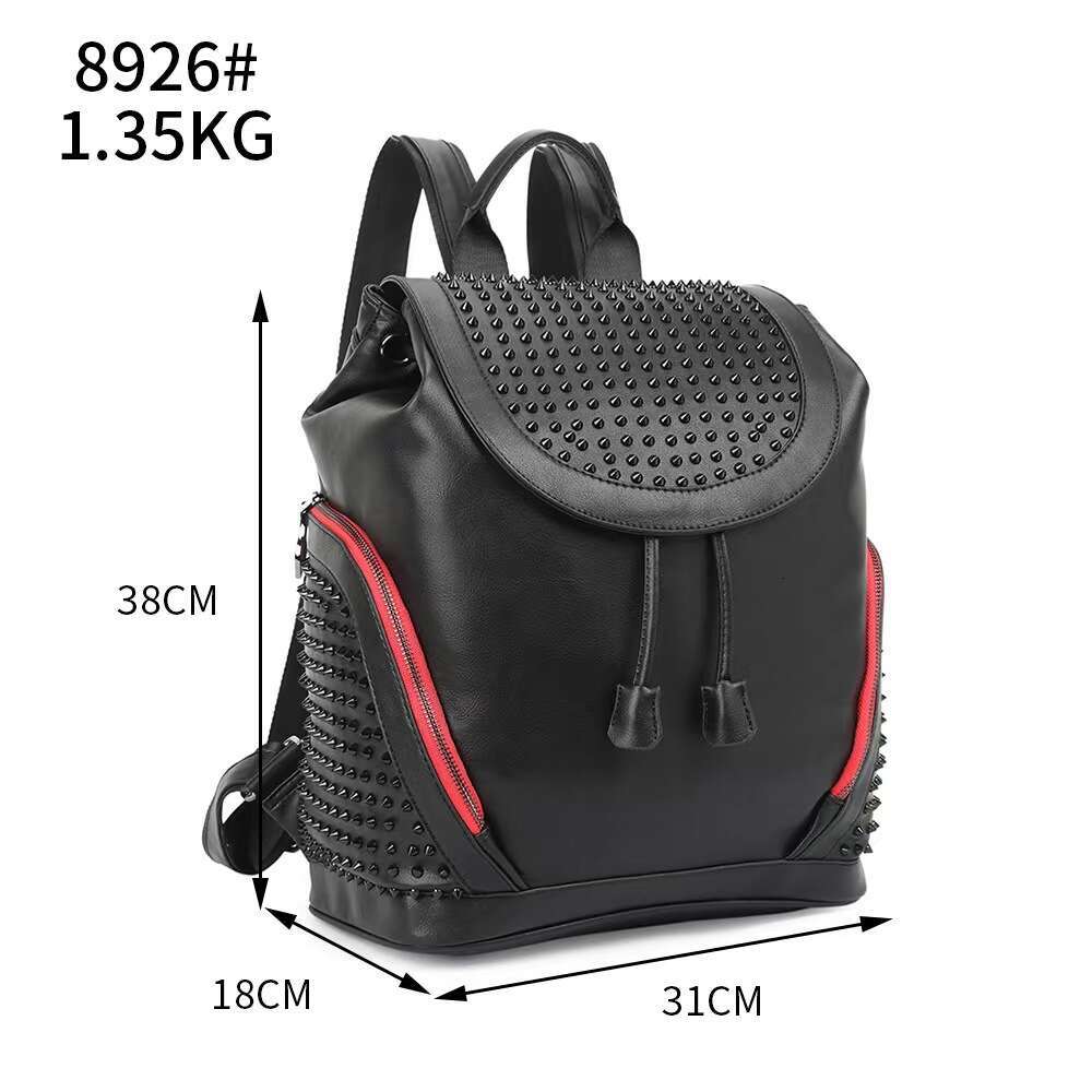 Fashion Spring New Large Capacity Soft Leather Studded Bag Casual Versatile Backpack