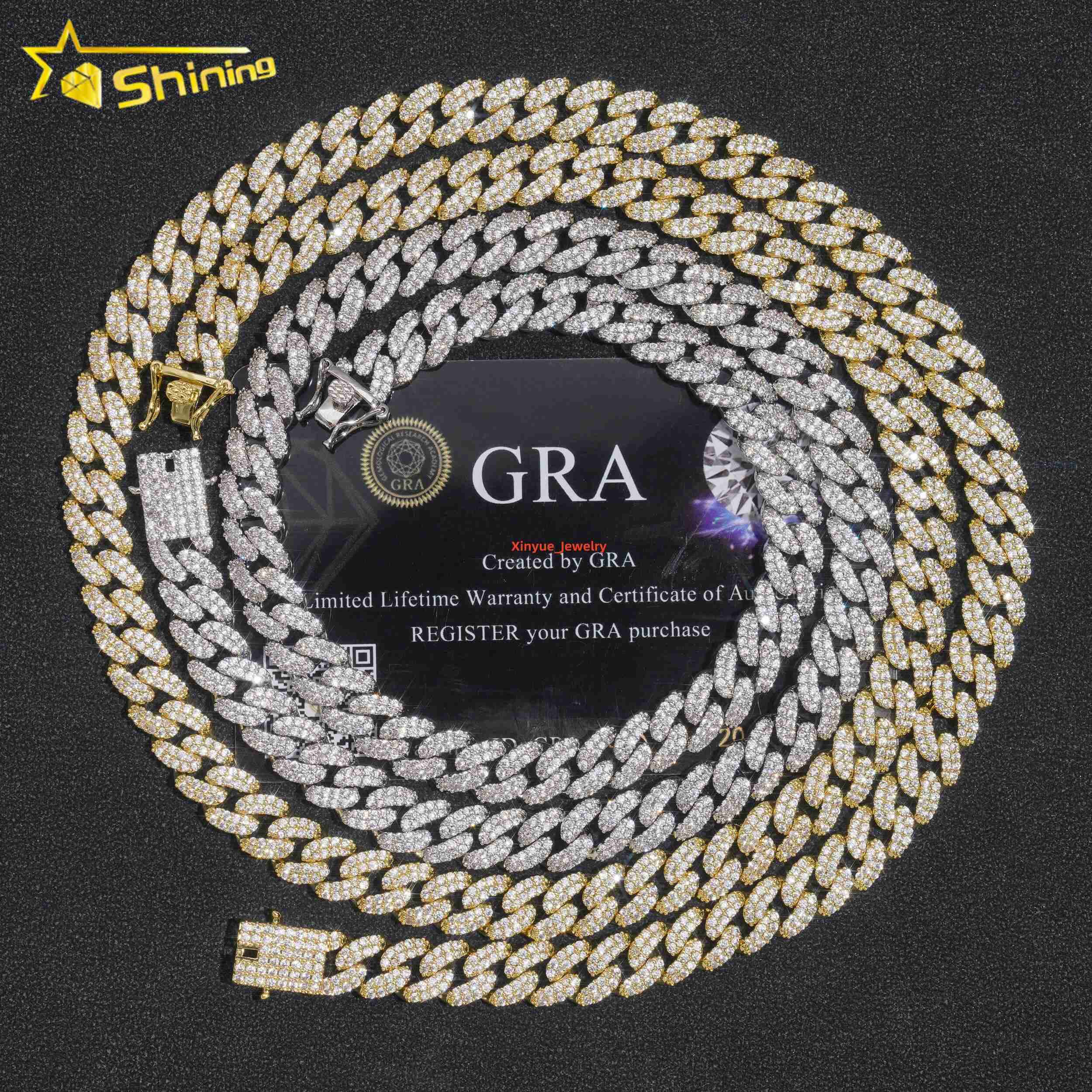 Cheapest Price 8mm 2rows Miami Design Mens Necklace Hip Hop Iced Out Vvs1 Lab Diamond Moissanite Cuban Link Chain