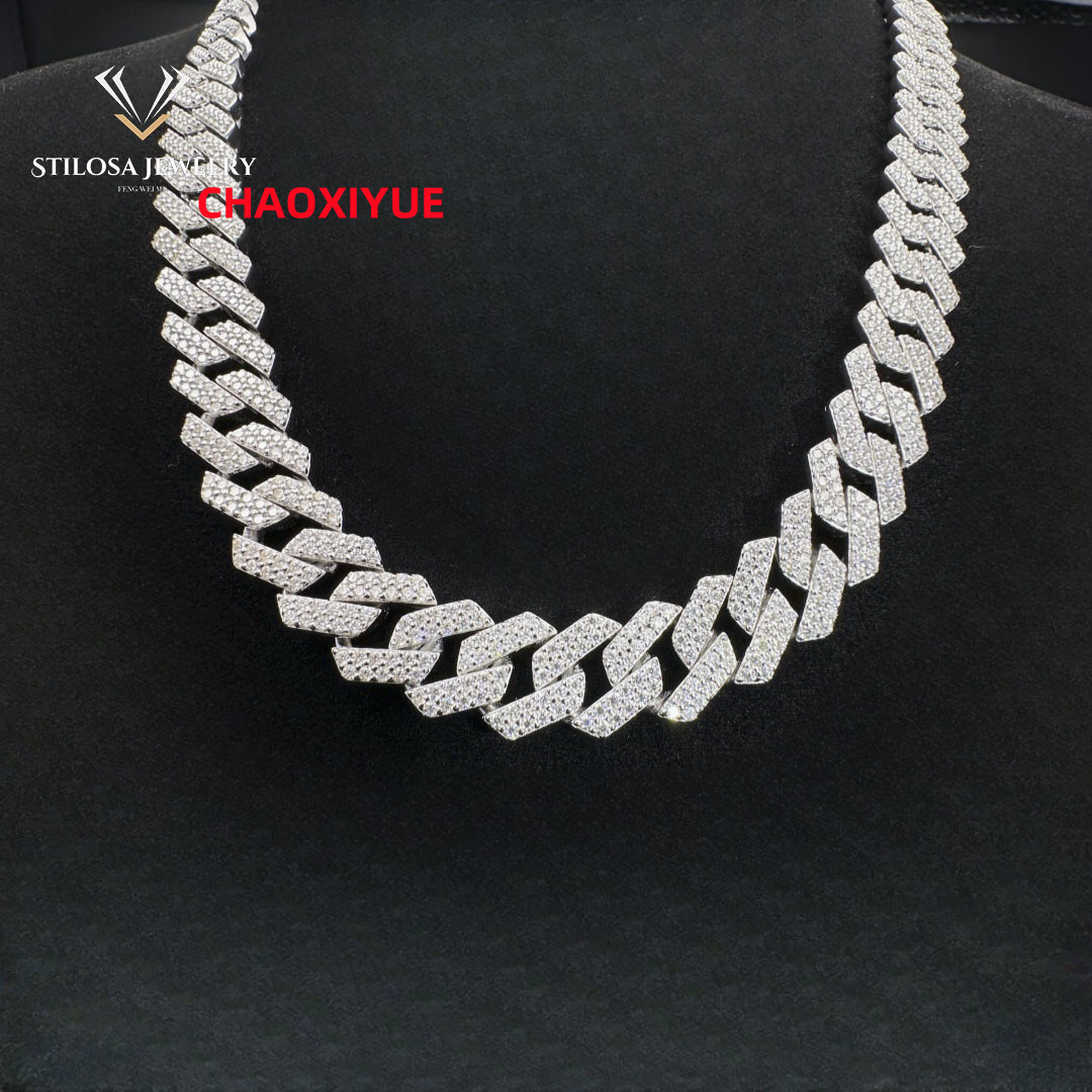 Customized Miami Hip Hop Mens Cuban Moissanite Necklace With Jewelry 925 Sterling Silver Iced 20mm 22mm 24mm Available