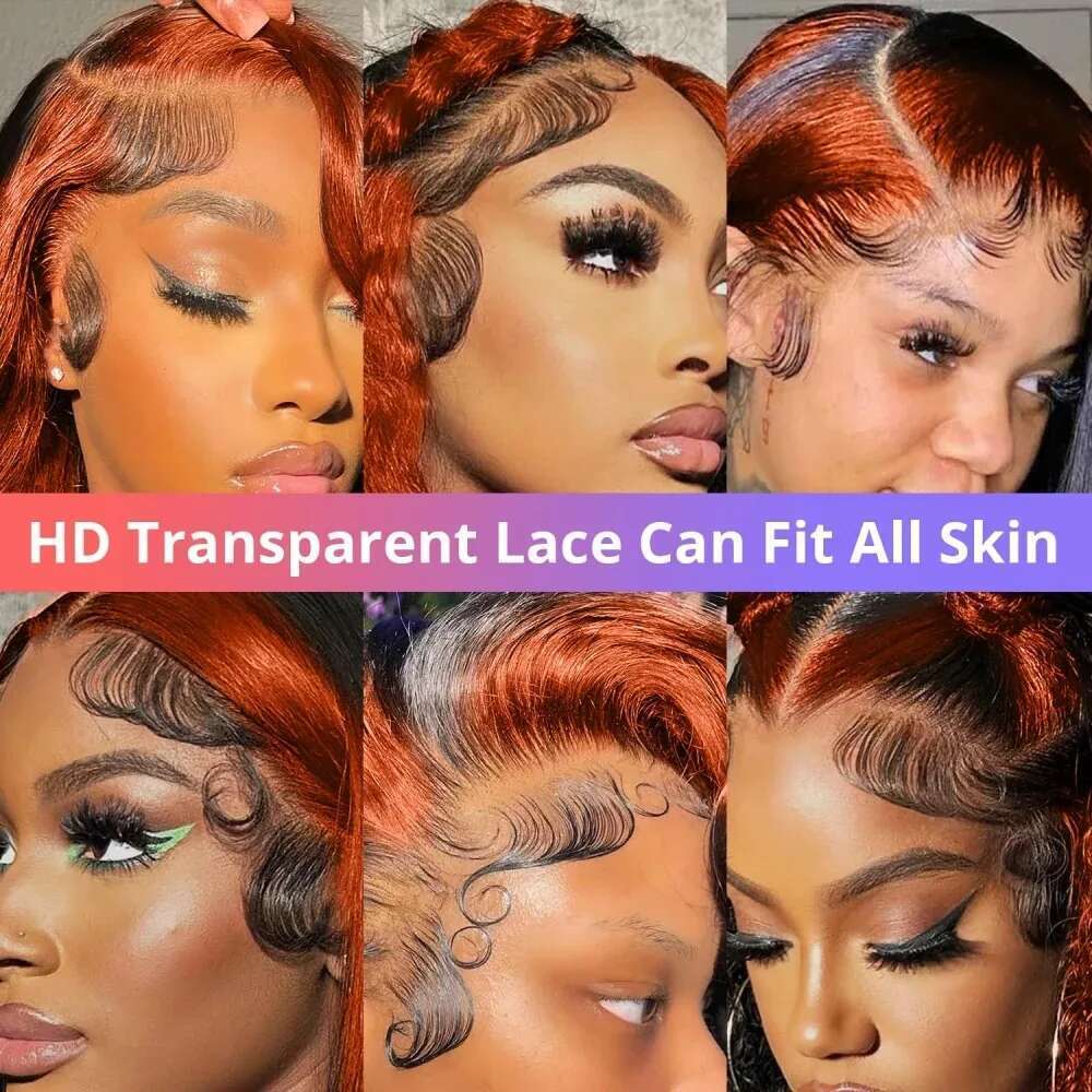 Linktowig 30 Inch Body Wave Wigs Human Hair Ginger Orange 1B/350 Colored 13x6 HD Lace Frontal Wig 250% Brazilian Highlight Remy