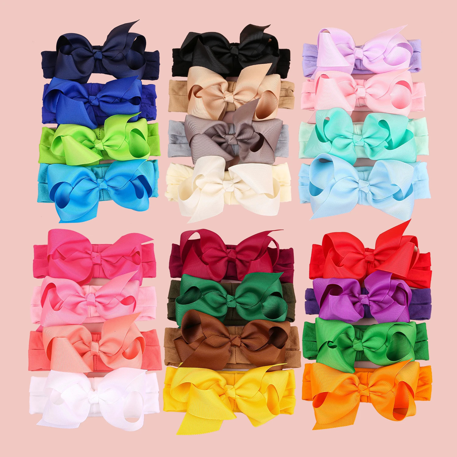 4pcs Baby Headbands 4.5inch Hair Bows with Elastic Soft born Headbands for Baby Girls Turban Infant Kids Hair Accessories 250528