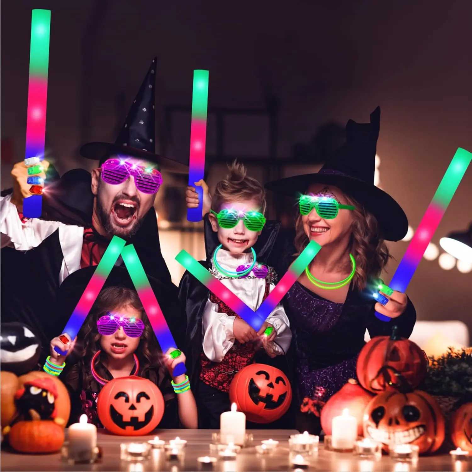 168 Pcs Neon Party Supplies 12 LED Glasses 16 Foam Sticks 40 Finger Lights 100 Glow Sticks for Birthdays Weddings Raves W250528