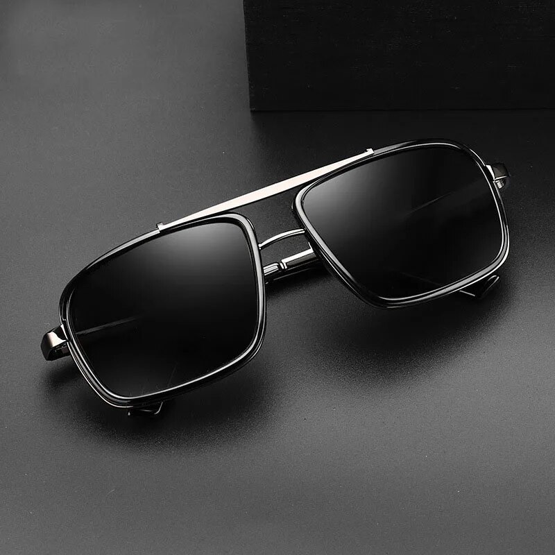 designer new mens square uv400 dual beam pilot sunglasses