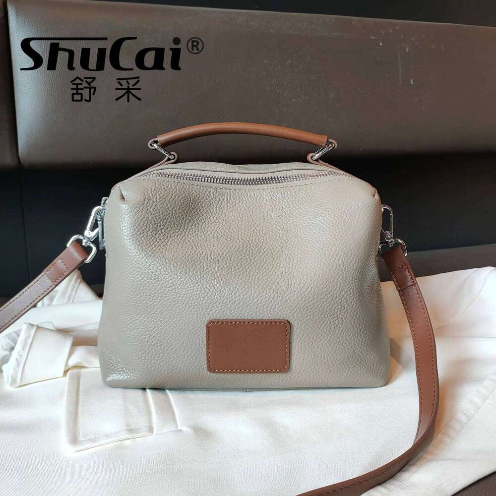 SHUCAI fashion new soft top layer cowhide casual simple commuter hand-held one-shoulder messenger bag