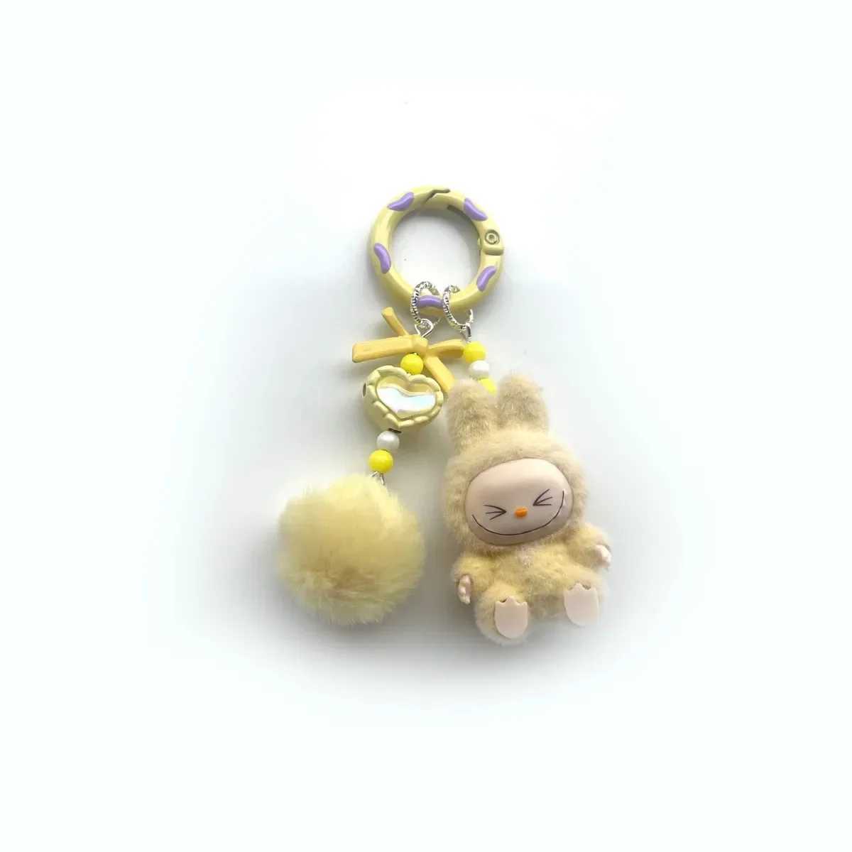 Kawaii Labubu Keychain Cartoon Creative Three-Dimensional Doll Students Schoolbag Pendant Car Keyring Wen and Men Trend Gifts X250528