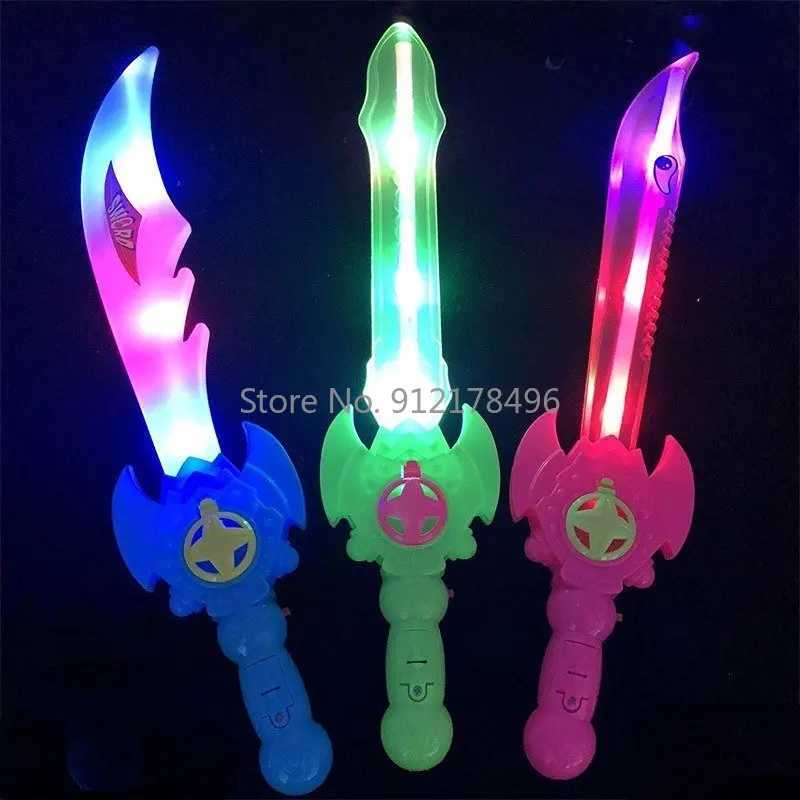 10pcs Halloween Electronic Luminous Weapon Toy Flashing LED Light Plastic Sword Knife Shape Axe Toy Kids Children Birthday Gift W250528
