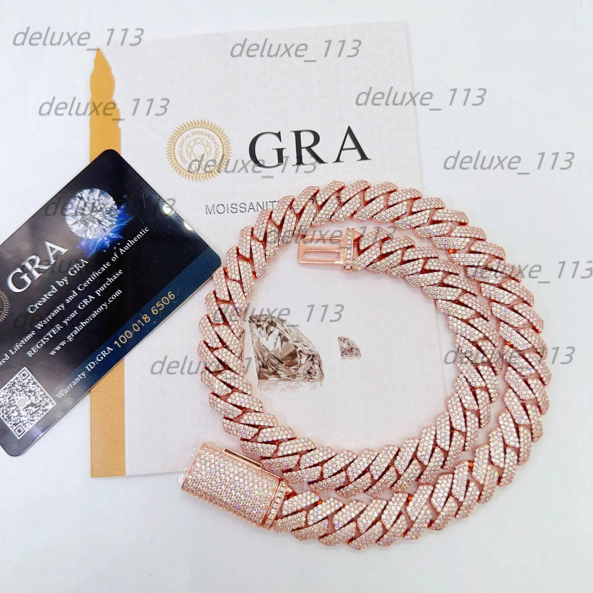 Moissanite Cuban Link Chain 20Mm 3 Rows Pendant Necklaces Lced Out Pass Dia Tester Sterling Sier Necklace