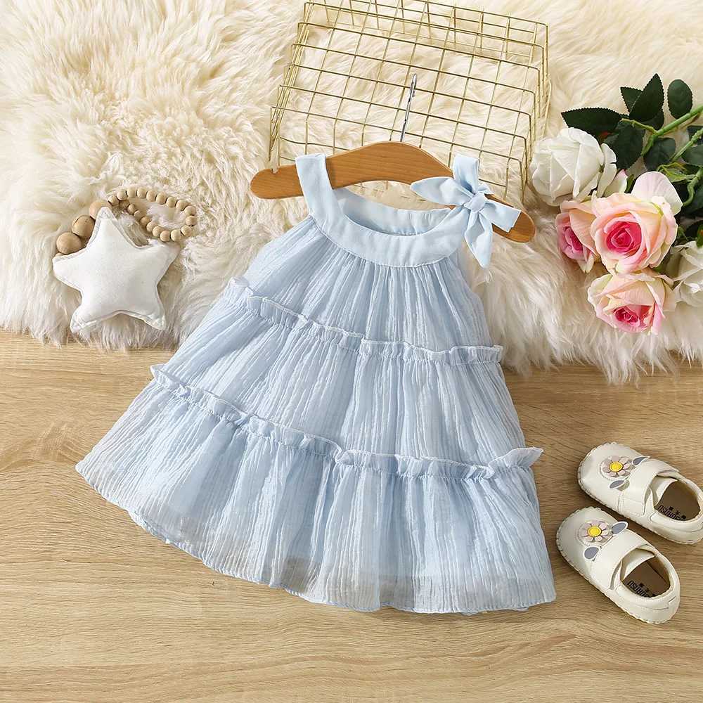 (0-4 Year Old Baby Girl Princess Dress) Summer New Korean Style Sweet Bow ChildrenS Sleeveless Clothes For Birthday Parties X250528