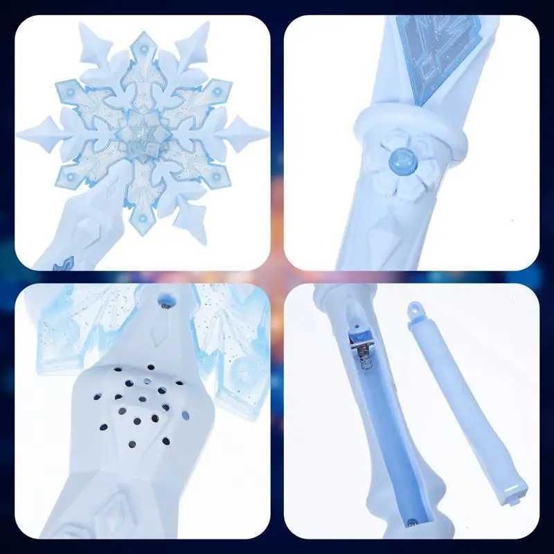 Light Up Glow Snowflake Kids Cosplay Light Up Snowflake Glowing snowflake stick Glowstick Toy birthday gift for girls W250528