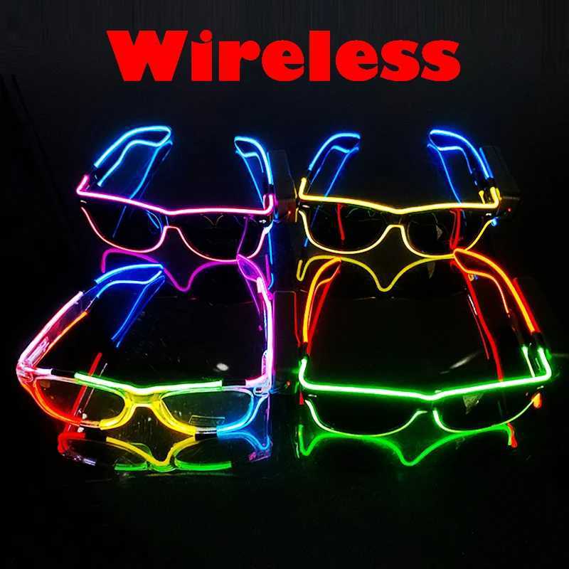 Wireless LED Glasses Party Light Up Glasses Neon Party Flashing Glasses EL Wire Glowing Glow Sunglasses Bright Light Supplies W250528