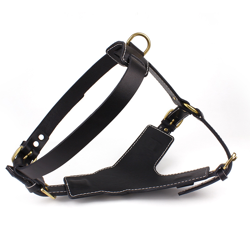 Pet Harness Leather Harness Black Cowhide Harness Suitable for German Shepherd Dog Design