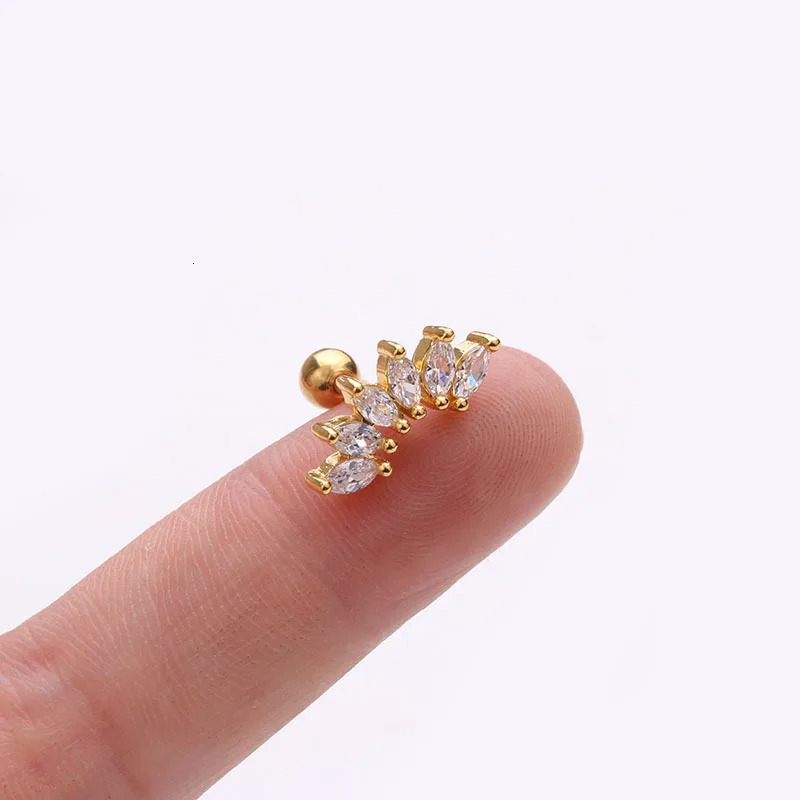 1 PCS Simple Elegant Small Zircon Ear Cartilage Stud Earring Trendy Gold Color Steel Helix Ear Piercing Cuff Jewelry 250527