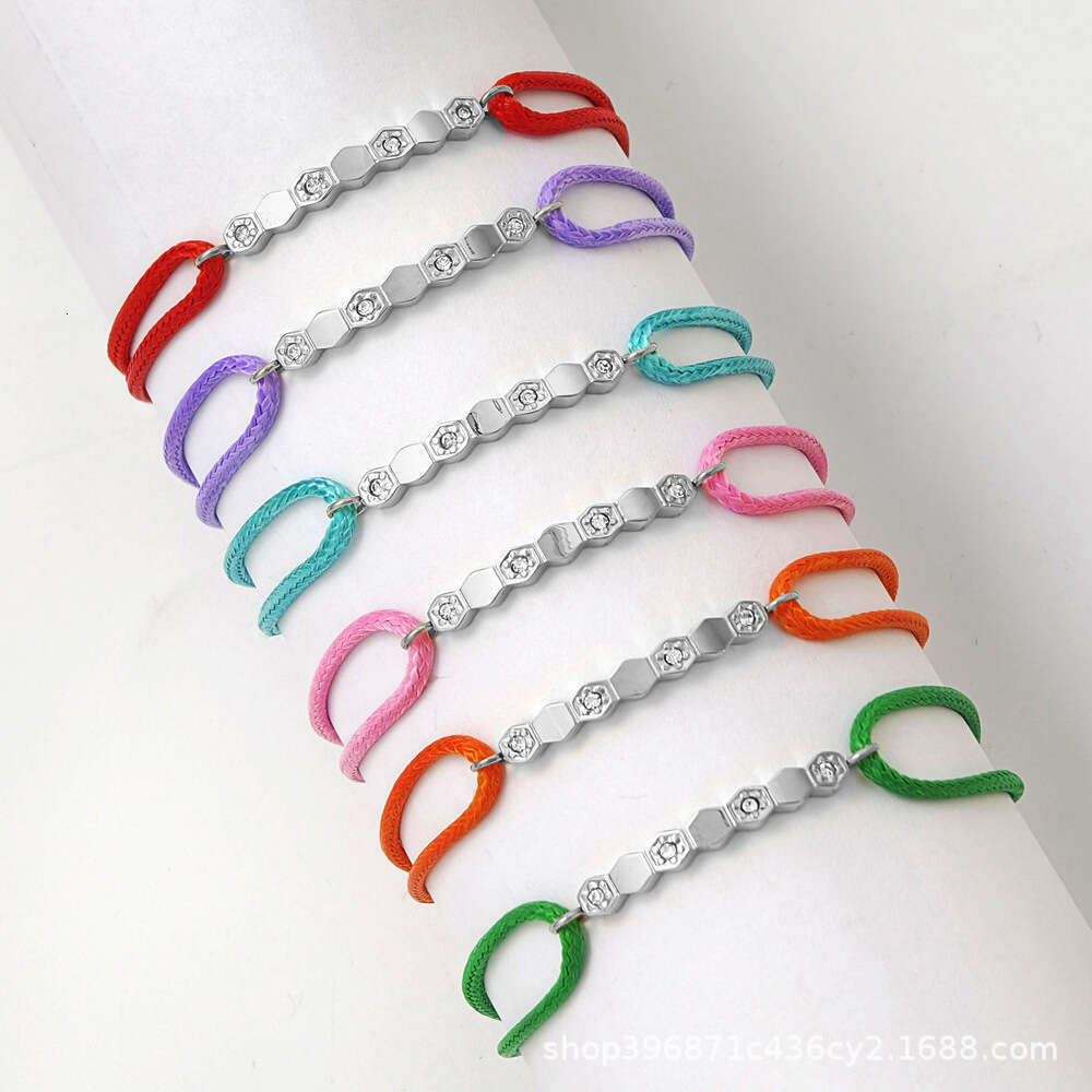 Handwoven Titanium Steel Gold and Sier Couple Hexagonal Honeycomb Zirconia Colorful Adjustable Neutral Rope