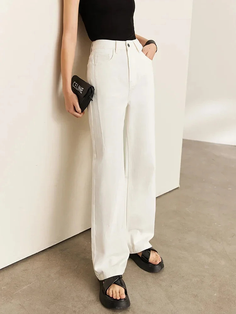 Amii Minimalism Women Jeans 2024 Spring Vintage Denim Pants Loose Wide Leg Casual Female Trousers 12270097 250516Z