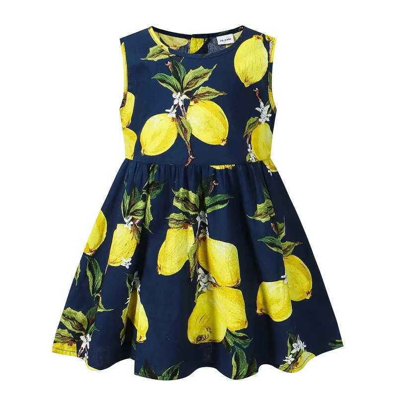 Summer Kids Clothes Girl Korean Fashion Lemon Sleeveless Cotton Toddler Dress Baby Dresses Children Boutique Clothing BC1120 X250528