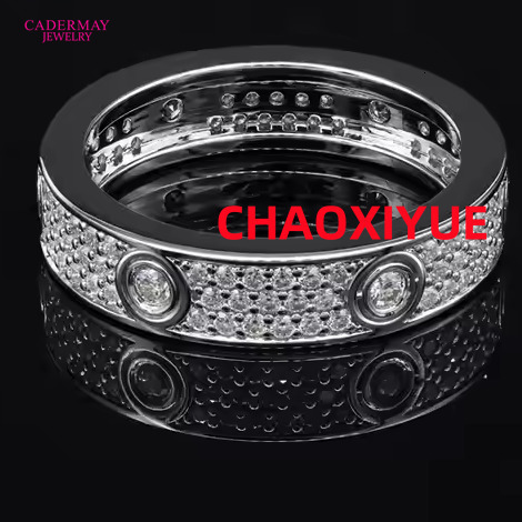 Wide Edition Three Rows Moissanite Silver925 Ring Luxury Custom Lab Created Diamond Ladies Rings Melee Moissanite Eternity Ring