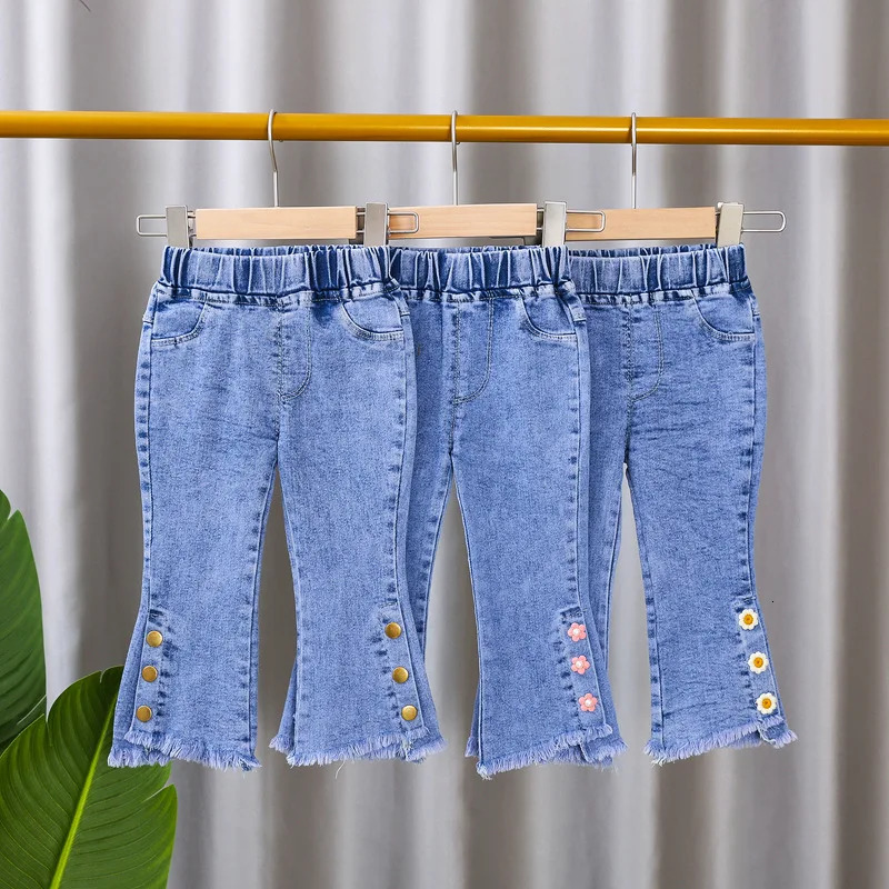 Spring and Autumn Childrens Jeans Fashion Girls Korean Bow Horn Infant Stretch Pants 05 Years Old 250528