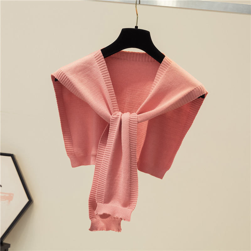 K855 Shawl outerwear decoration summer sun protection ice silk solid color thin knitted air conditioning shawl knotted scarf small waistcoat