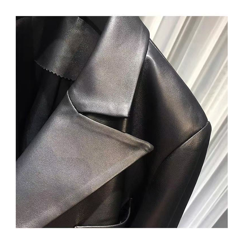 Wassup Happy Black Leather Jacket women's Spring and Autumn American Trendy Brand Retro Jacket High End Top