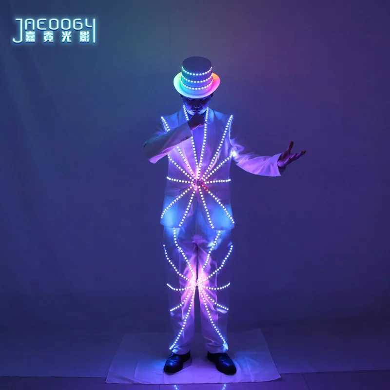 Full Color LED Suit Costumes Clothes Lights Luminous Stage Dance Performance Show Dress Growing Light Up Armor for Night Club W250528