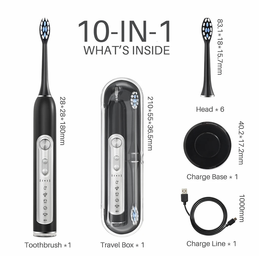 SUBORT S7 Super Sonic Electric Toothbrushes for Adult Kid Smart Timer Whitening Toothbrush IPX7 Waterproof Replaceable Heads Set 250519