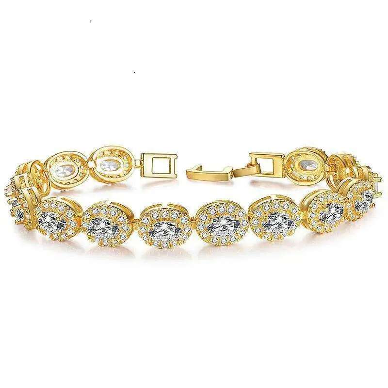 Elliptical Dia Zircon MOXI Copper Plated True Platinum Colorful Women's Bracelet