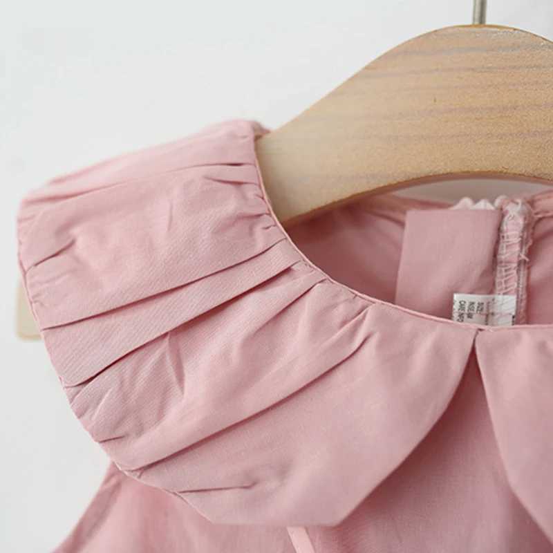 Cute Doll Collar Baby Girl Dress Summer New Ruffled Hem ChildrenS Sleeveless Clothes+Bow Hanging Decoration (0 -4 Years Old) X250528