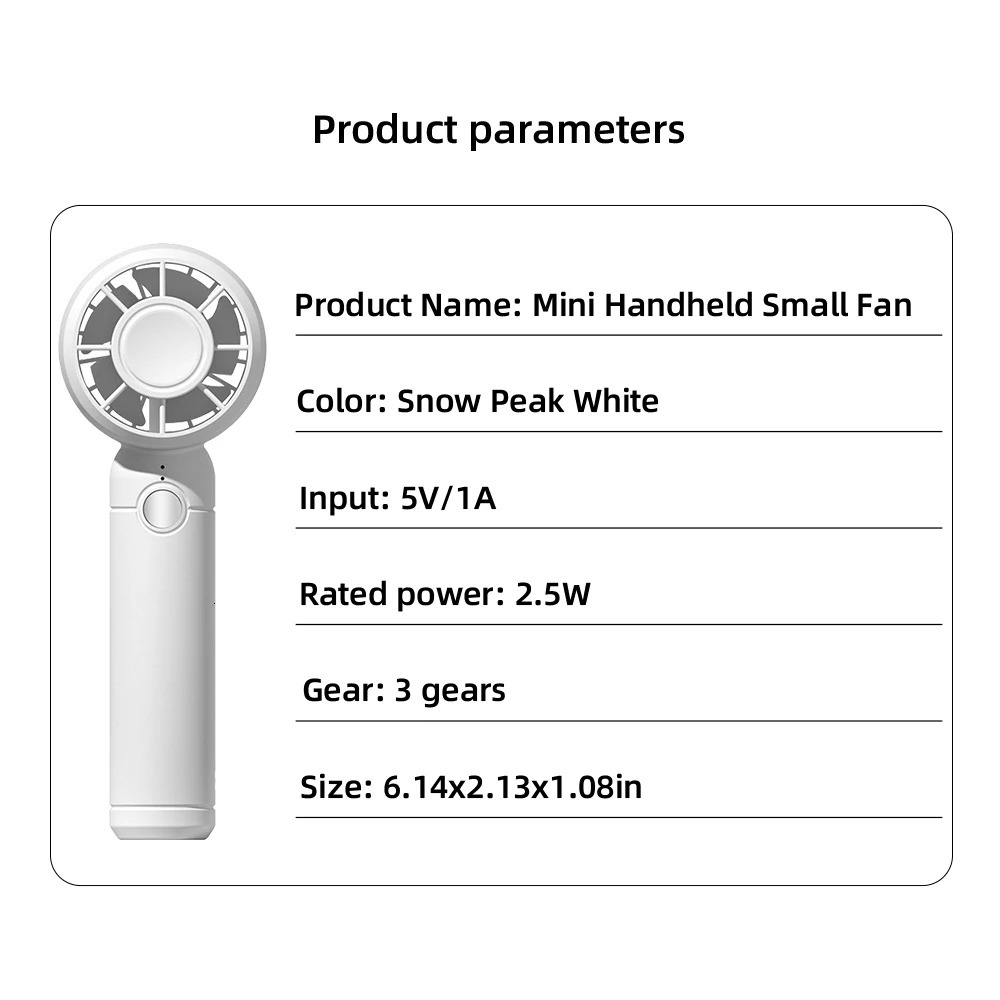 2025 USB Mini Fan Rechargeable Mini Fan Portable Handheld Cooling Fan for Office Travel outdoor camping 250523