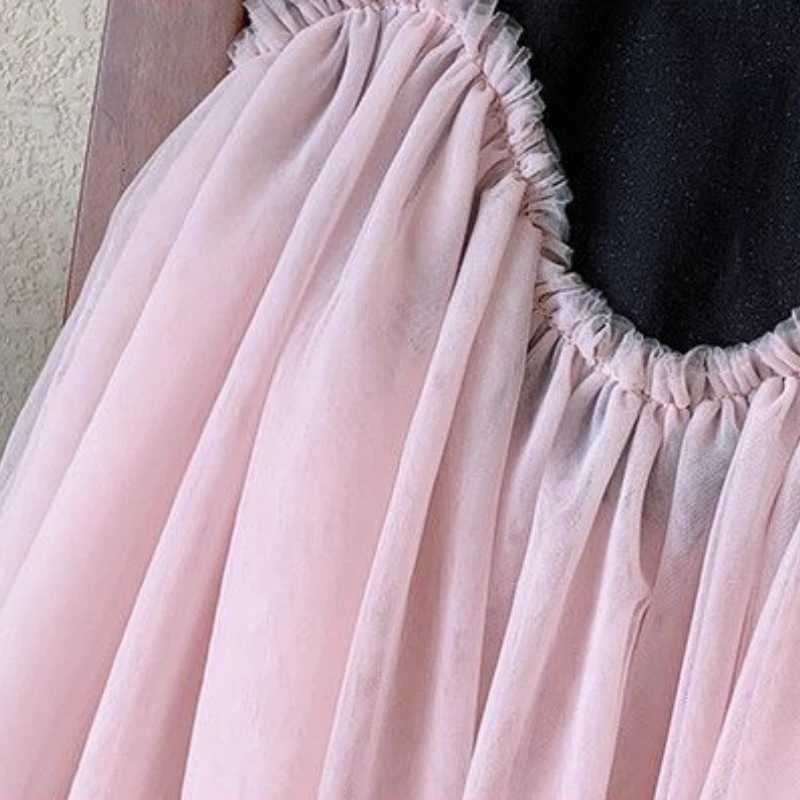 Girls Casual Dresses Color Contrast Patchwork Mesh Princess Dress Toddler Girl Clothes Party Dress Kids Girl Princess Dresses X250528