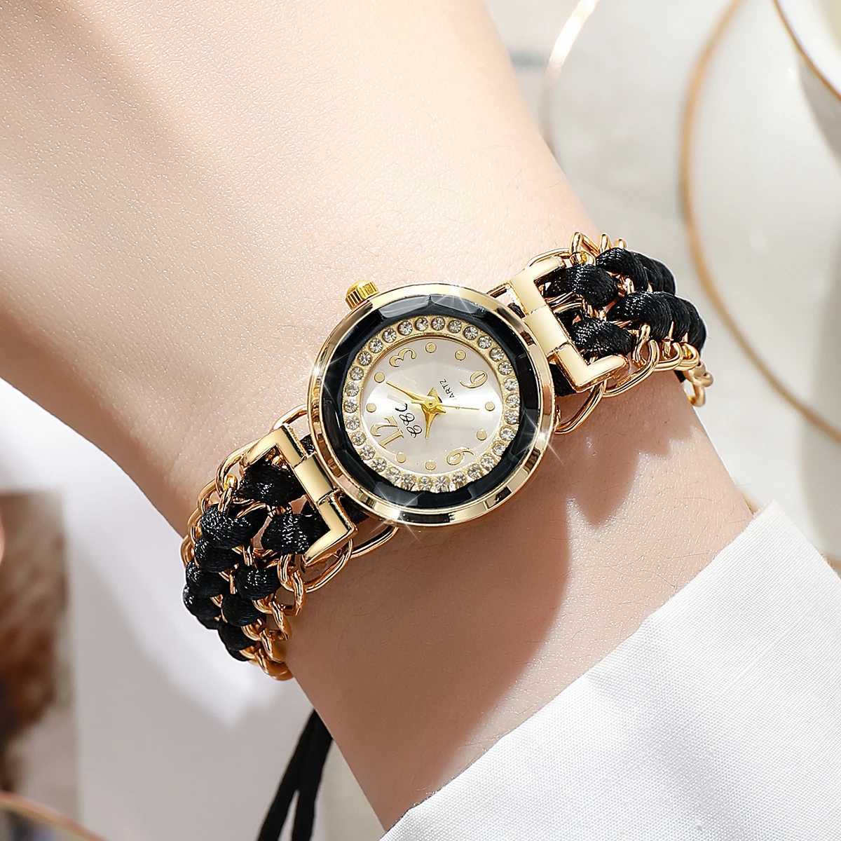 Womens Watch Fashion Braided Rope Bracelet Quartz Watches XJ250527