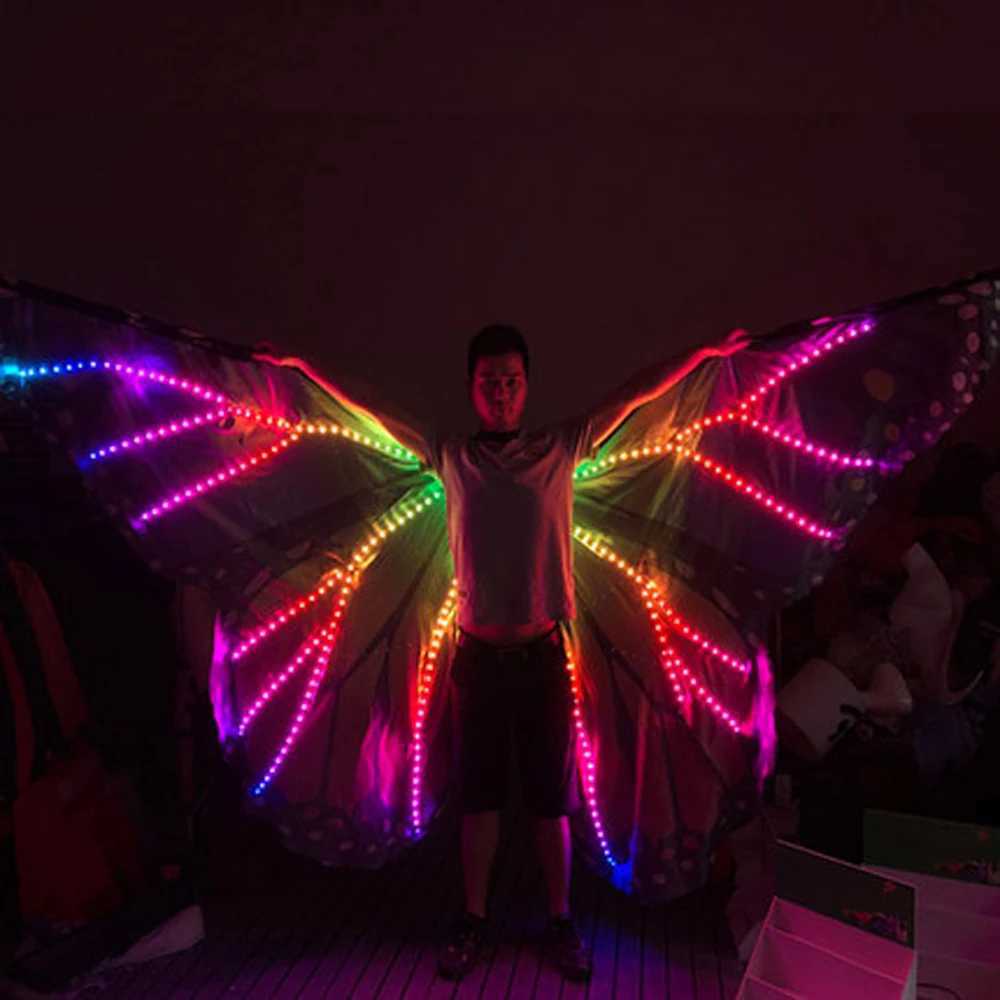 Colorful Belly Dance Performance Costume LED Wings Dance Accessories Girls LED Wings Costume LED Butterfly Wings W250528