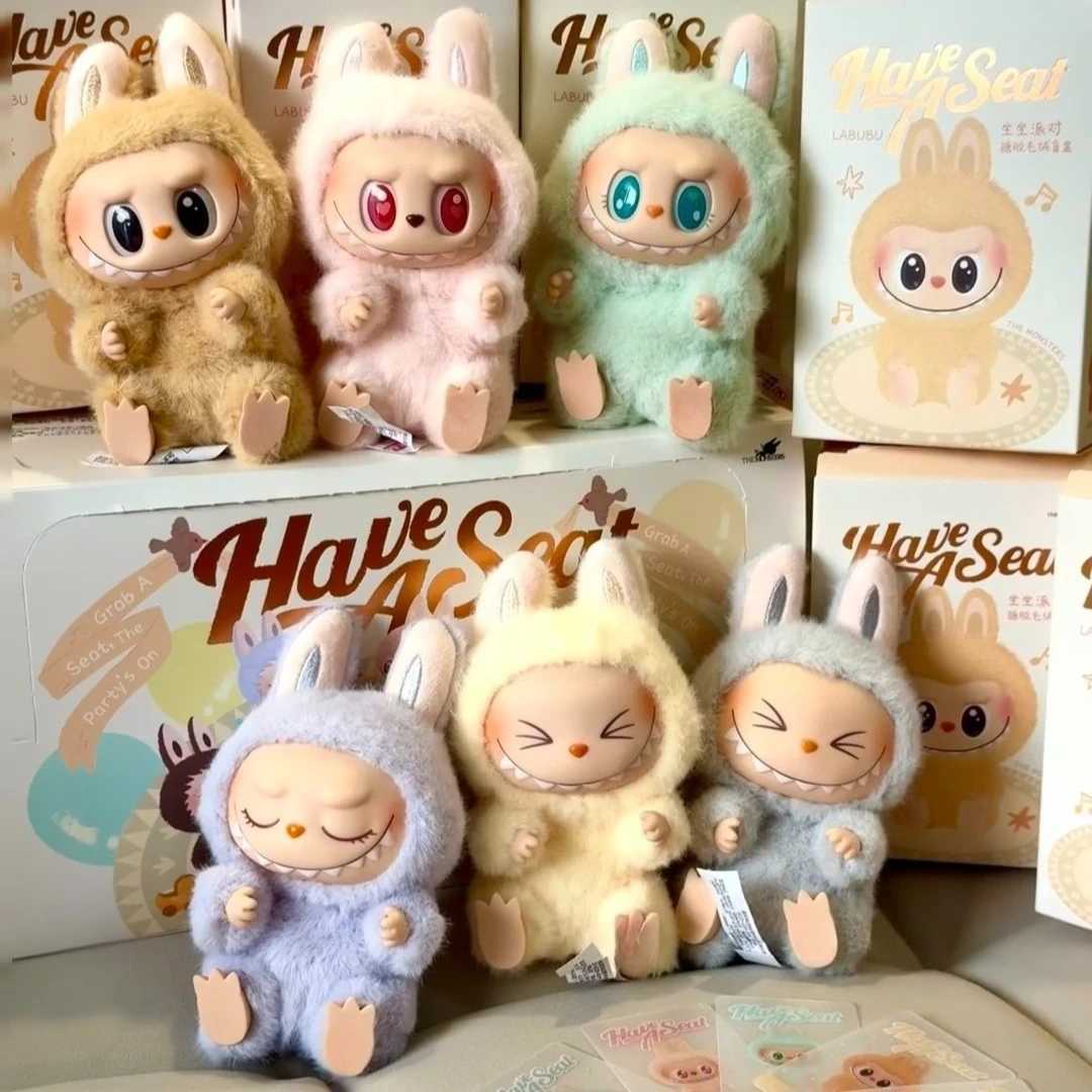 The Monster Labubu Sit-Down Party Series -Moving aron Doll Kawai Labubu Doll Figure Model Pendant Keychain surprise Gift X250528