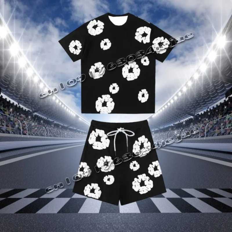 2025Summer Beach Pants Casual Harajuku Y2 American Kapok 3D Printed Flower Shorts Vacation Outdoors Kids Men Shorts Male Shorts X250528