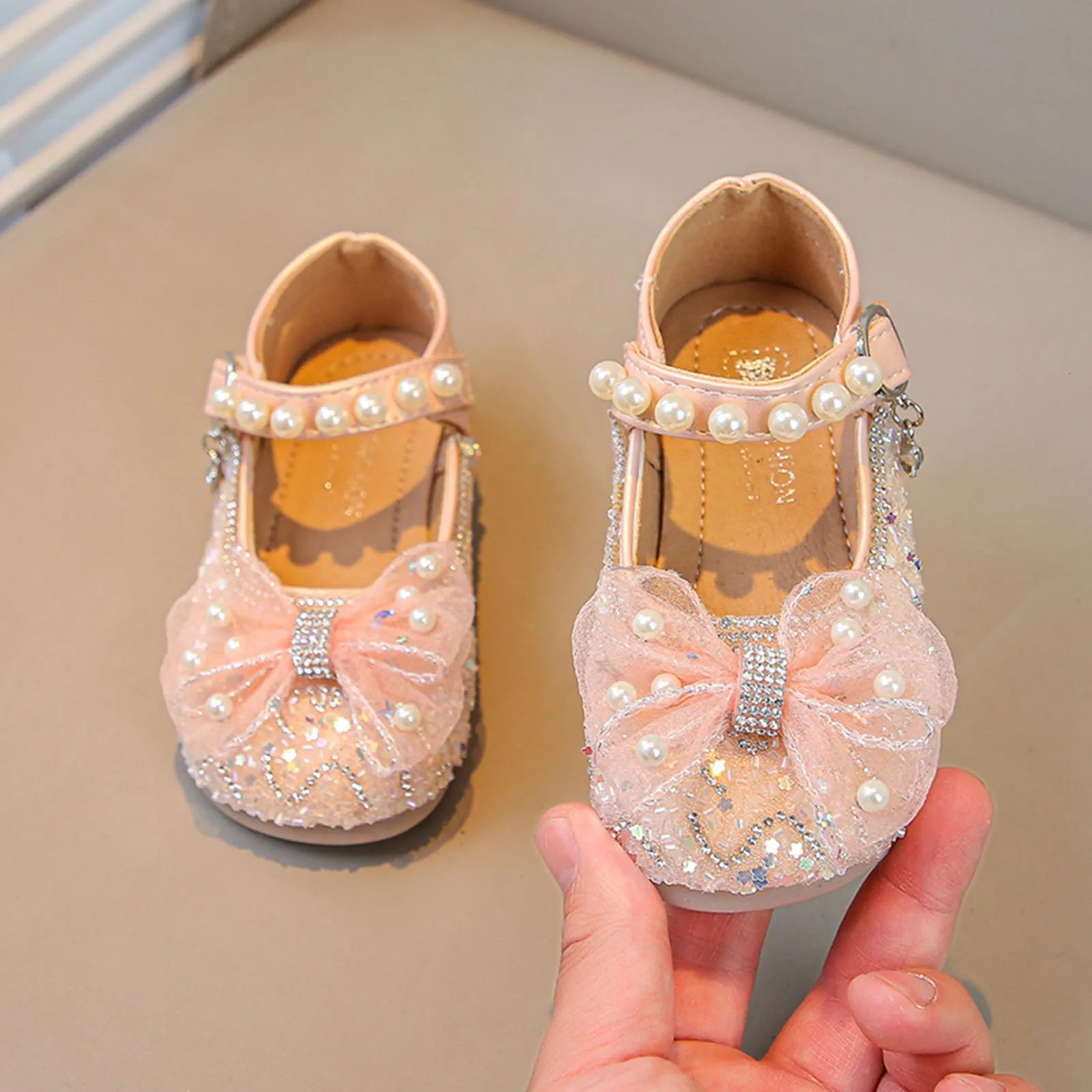 Big Girls Slides Girls Sandals Closed Toe Heels Wedding Party Shoes Sequins Bow For Toddler Shoe 12 250528