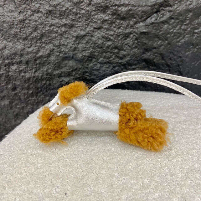 Christmas New Niche Genuine Leather Lamb Wool Puppy Plush Pendant Spring Festival Fashion Women's Bag Decoration