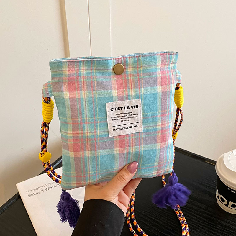 Women's Handbag Free Shipping Designer Bag Summer New Ins Style Retro Plaid Patchwork Cloth Bag Versatile Lightweight Shoulder Crossbody Bag Casu
