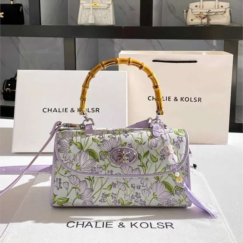 Summer Colorful Embroidered Flowers Bamboo Knot Handbag For Women 2025 Chinese Style Cheongsam Hanfu Single Shoulder Crossbody