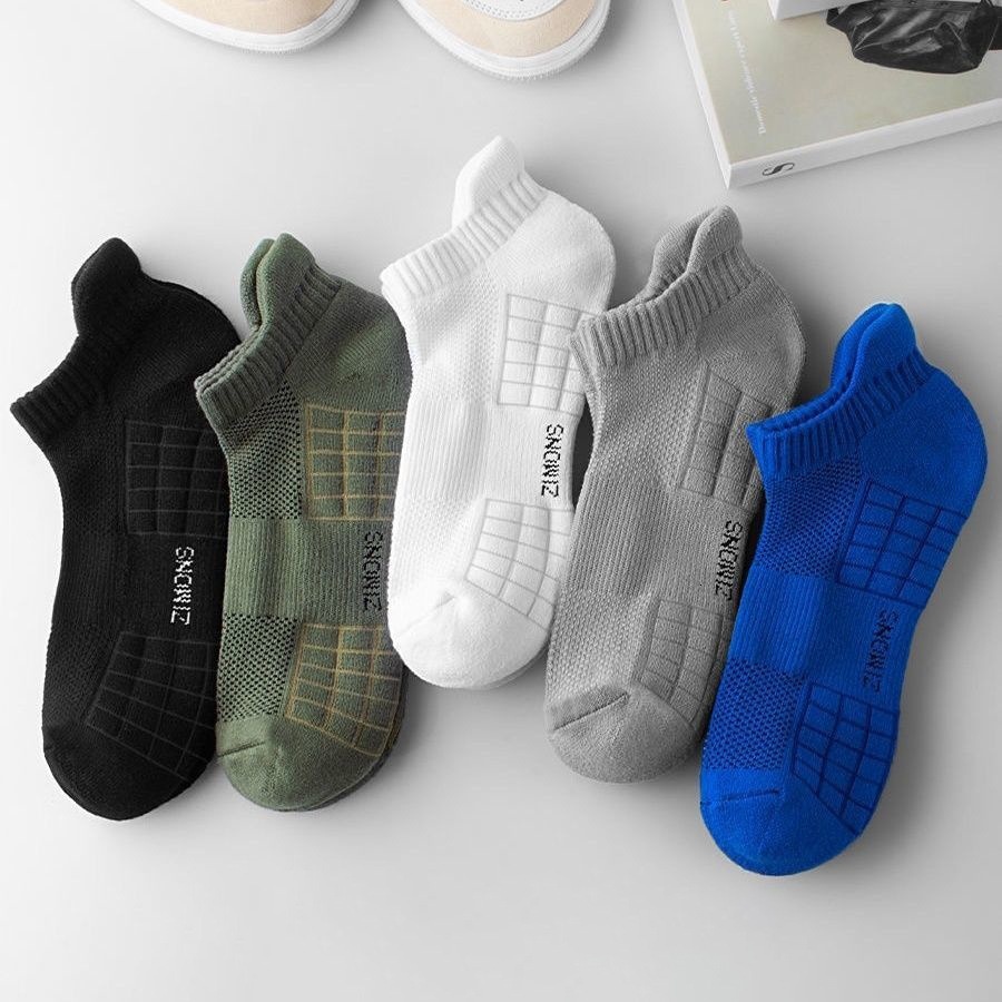 Men's Short Summer Breathable Mesh Boat Terry Thickened Towel Bottom Sports Professional Running Socks